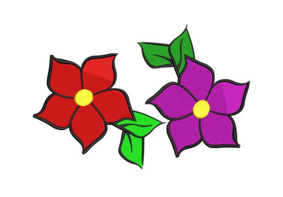 Colorful Florals and Leaves Embroidery