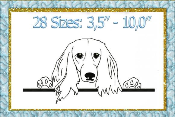Dachshund Peeking Machine Embroidery