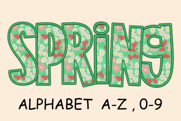 Spring Flower Alphabet Embroidery PNG