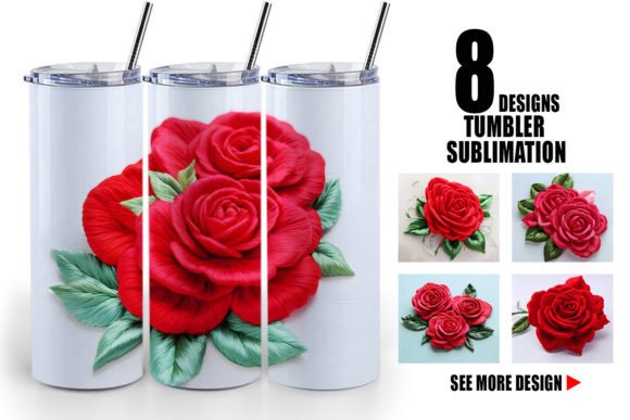 Tumbler 3D Rose Embroidery