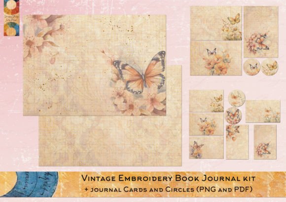 Vintage Embroidery Book Journal Kit